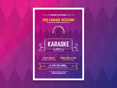 Karaoke party poster club event friday night holidays invitation karaoke party poster singing template vector weekend