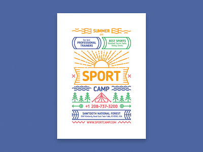 Sport camp poster camp eps event illustration invitation poster sport summer template typography vacation vector