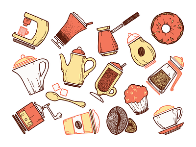 Cooffe icons & pattern arabica beans cafe cappuccino coffee donut espresso food icons pattern restaurant shop