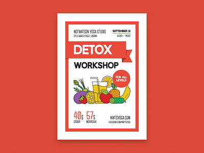Detox workshop poster club detox detox workshop event health invitation poster promo studio template vector yoga