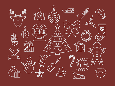 Christmas icons christmas design holiday icon set icons illustration outline season vector winter xmas