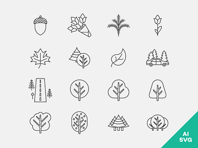 Nature Icons Freebie ai allicons eps free freebie icons nature outdoors pack set svg vector