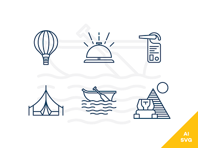 Travel and Hotels Freebie Vector Icons