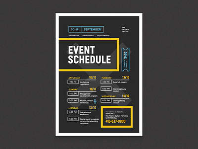 Event Schedule Poster poster promo schedule template timetable vector