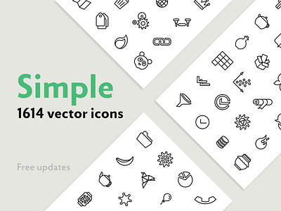 Simple — 1614 Line Icons bundle collection icons line mixed set simple vector