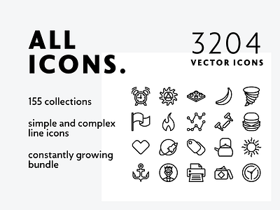 Allicons — 3204 Line Icons allicons bundle collection complex icons line mixed outline simple vector