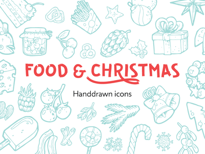 212 Food and Christmas Handdrawn ai christmas collection eps food handdrawn icons svg