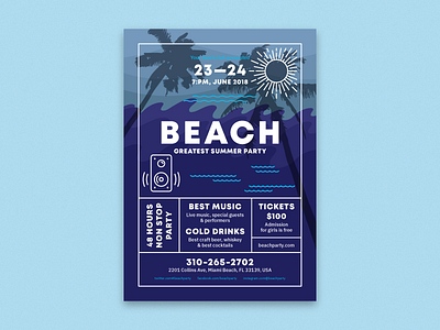 Beach Poster Template beach club event flyer invitation music party poster print promo summer template