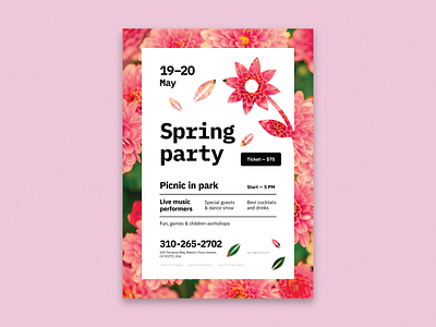 Spring Poster Template event family floral flowers flyer leaves party poster print spring summer template