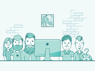 Team Illustration #3 beard cat digital group illustration job office people startup team vector workplace