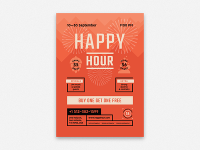 Happy Hour Beer Festival Poster bar beer club event festival fireworks happy hour invitation poster promotion pub template