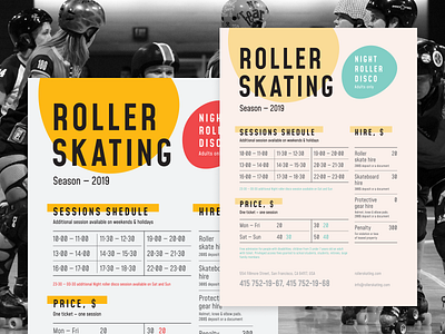 Roller Schedule Poster disco event flyer ice rink poster roller schedule shape skating table template typography