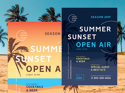 Summer Poster Template beach event flyer invitation music open air palm party poster promo summer sun template