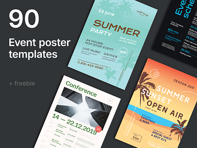 Event Poster Bundle + Freebie conference event event flyer event poster flyer freebie invitation poster promotion schedule summer template