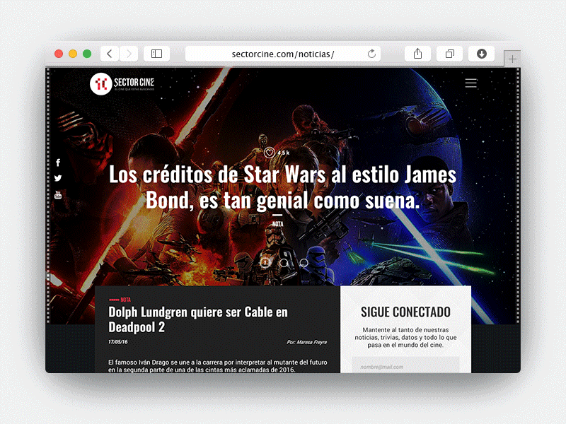 Sector Cine Site design digital ui ux web