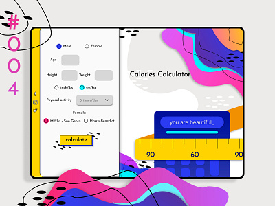 Calorie calculator - DailyUI 004 app blue branding calculator calorie challenge colorful concept dailyui design illustration modern ui ui inspiration ux ui uxdesign vector