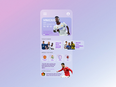 Glassmorphism Football UI App graphic design ui