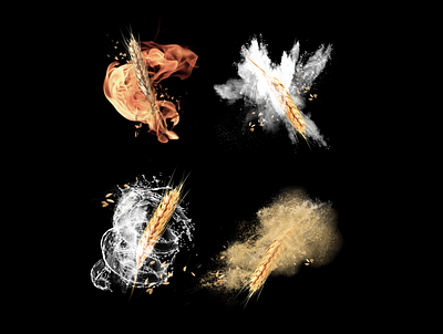 Four elements/ grain in fire, flour, water and sand