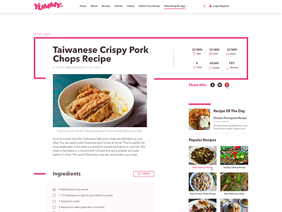 Website Redesign - Yummy.ph recipe page branding design food recipe redesign concept web web design