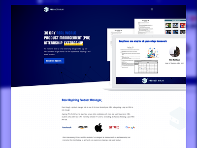 Landing Page Design - Product Ninja blue landing page landing page design landingpage web design
