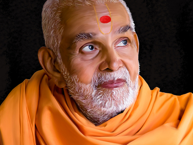 Lexica - Realistic detailed image of a pramukh swami maharaj bending.