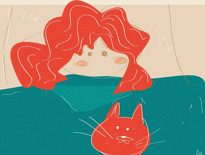 Fast sketch " Red cat & redhead " art artist design digitalart graphic design illustration