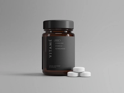 Vitamé Capsule Label Design branding design minimal mockup packaging packaging design packaging mockup packagingdesign typography