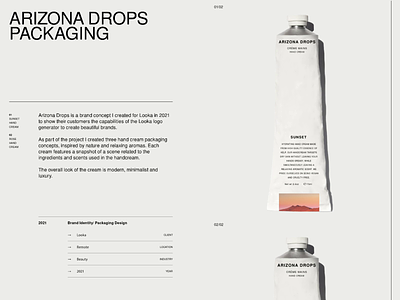 Arizona Drops Packaging Animation animated animation branding colour cosmetics design graphic design hand cream logo minimal mockup packaging packaging design