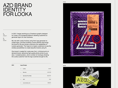 AZO Brand Identity for Looka brand design brand identity branding colour design graphic design logo minimal mockup modern packaging photography