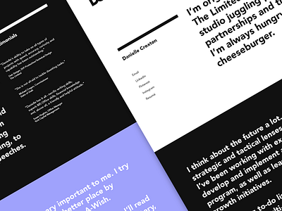 Danielle's Website black and white minimal purple simple typography web design