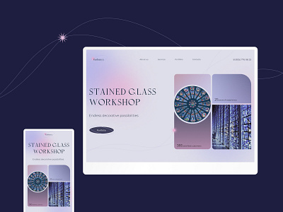 Home page for stained glass studio composition concept design glass workshop gradient illustration main screen site trend ui ux бизнес веб дизайн маркетинг