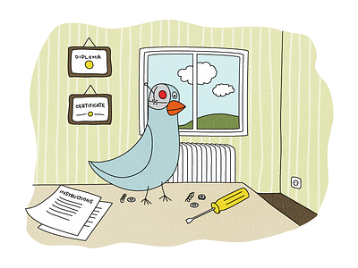 Bionic Bird bionic bird desk illustation vector