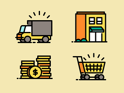 Icons Icons :) cart icon illustration money shop shopping store truck vector woman