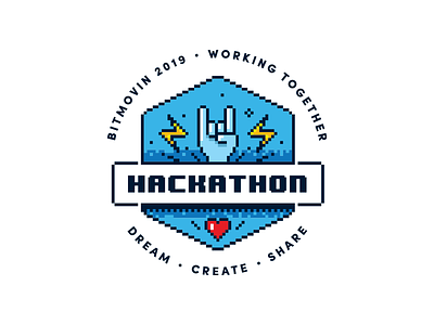 Hackathon badge bitmovin hackathon logo retro sticker vector
