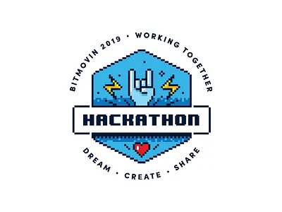 Hackathon badge bitmovin hackathon logo retro sticker vector