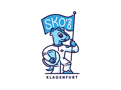 SKO'20 Mascot badge bitmovin character design flag future illustration klagenfurt lindwurm mark mascot sko spaceman vector