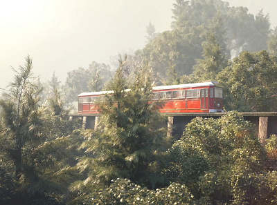 Home Kong - Peak Tram 3d 3dart 3dartist art artwork c4d c4drender cinema4d design designer forest hongkong maxon motion octane octanerender otoy renders tram trees