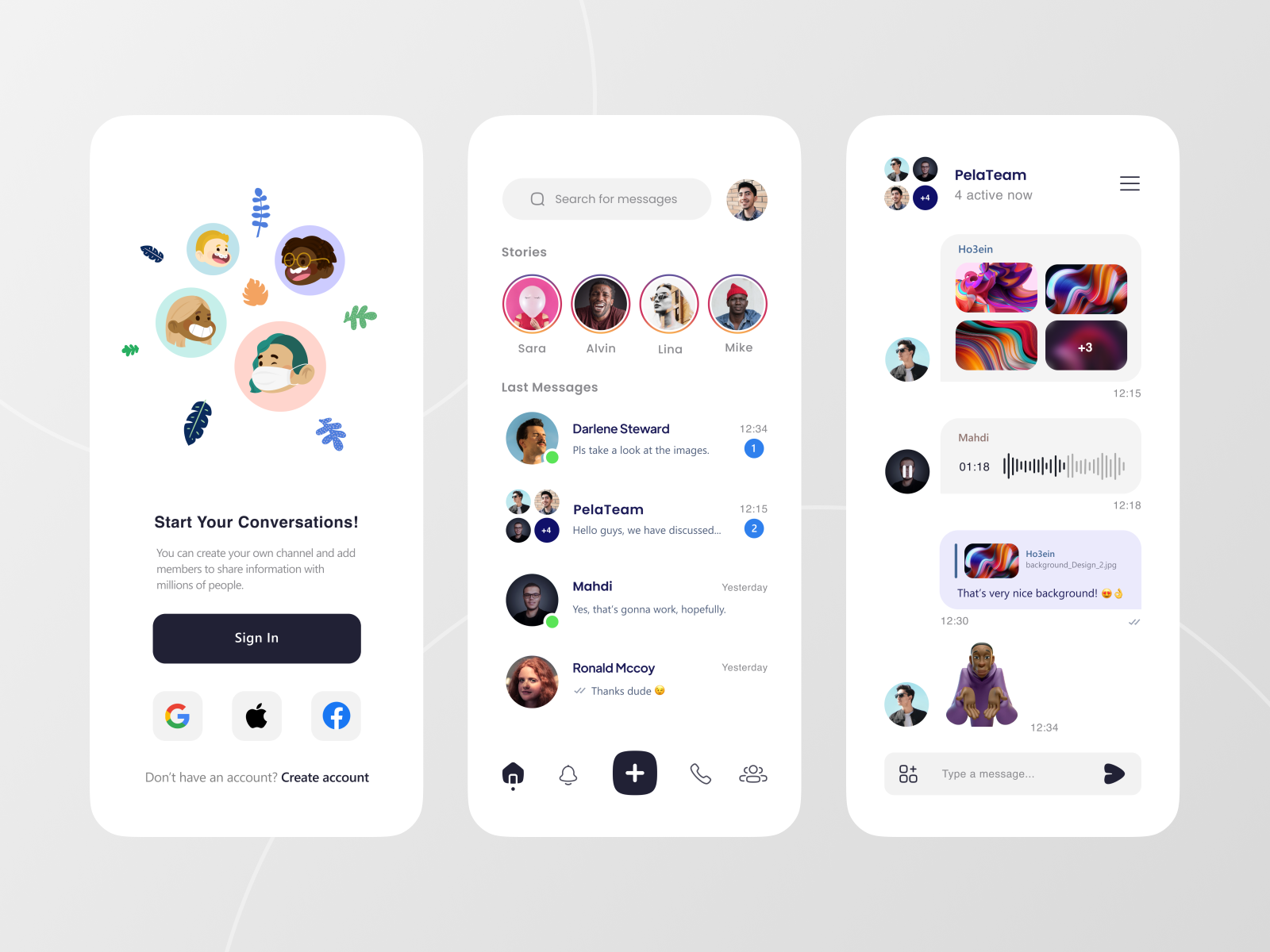 Messenger App Concept UI by Javad zamani for Pela Design on Dribbble