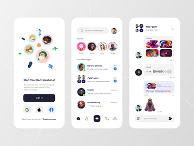 Messenger App Concept UI app application concept design graphic design icon messenger minimal mobile ui ux