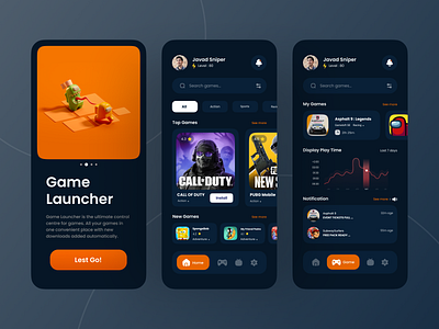 Game Launcher Concept UI application call of duty concept dark mode design game gamer game launcher gaming icon launcher minimal mobile pubg stream twich ui ux