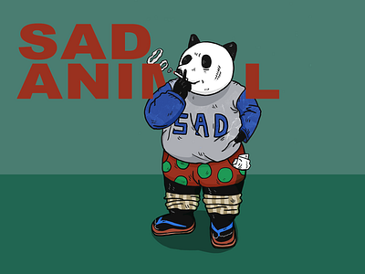 01 Panda animal cigarette illustration panda sad