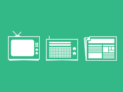 Communication Icons print radio tv