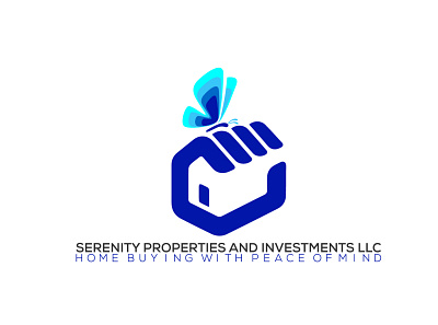 Serenity Properties and Investments LLC branding butterfly clean design creative creative logo design easy finger fingers home icon illustration illustrator invest llc nail simple