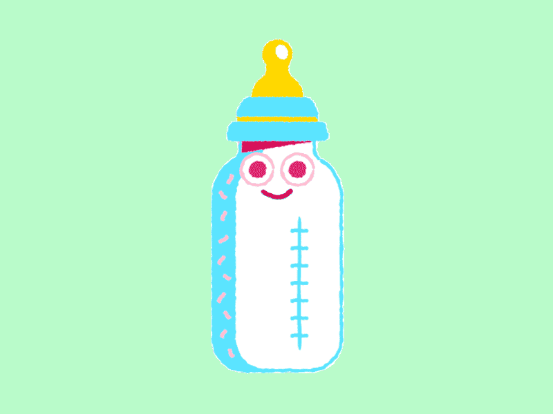 Milk Sticker animation baby baby shower bottle illustration paperless post