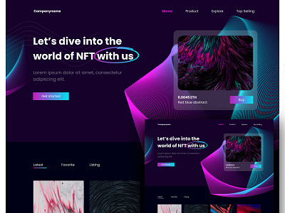 Dark mode NFT UI/UX for web black blackuiux elegant graphic design nft ui ux web design