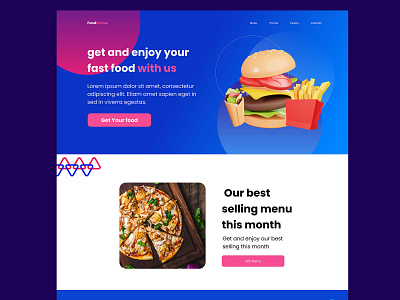 Hero section food website graphic design ui ux web design