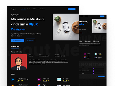 Portfolio web design (Dark mode) design graphic design landing page portfolio ui ux web design