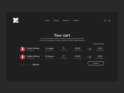 Flight Tickets Cart - Web Design