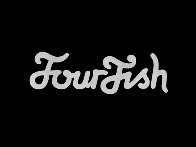 FourFish brand custom fish four hand lettering ligature logo mark script type typography