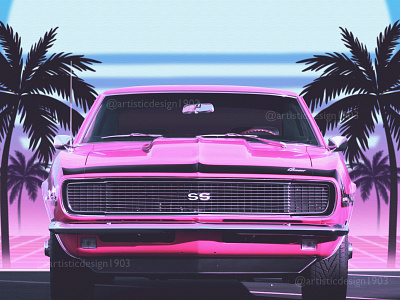Camaro SS 1969 1980s 80s amazing awesome best car cars chevrolet classic fantastic mancave pink popular retro retrowave trend trending vehicle vehicles